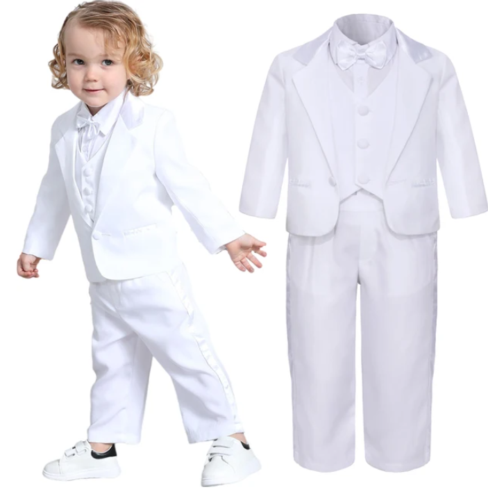 Baby Boy Baptism White Suit 5pcs Set