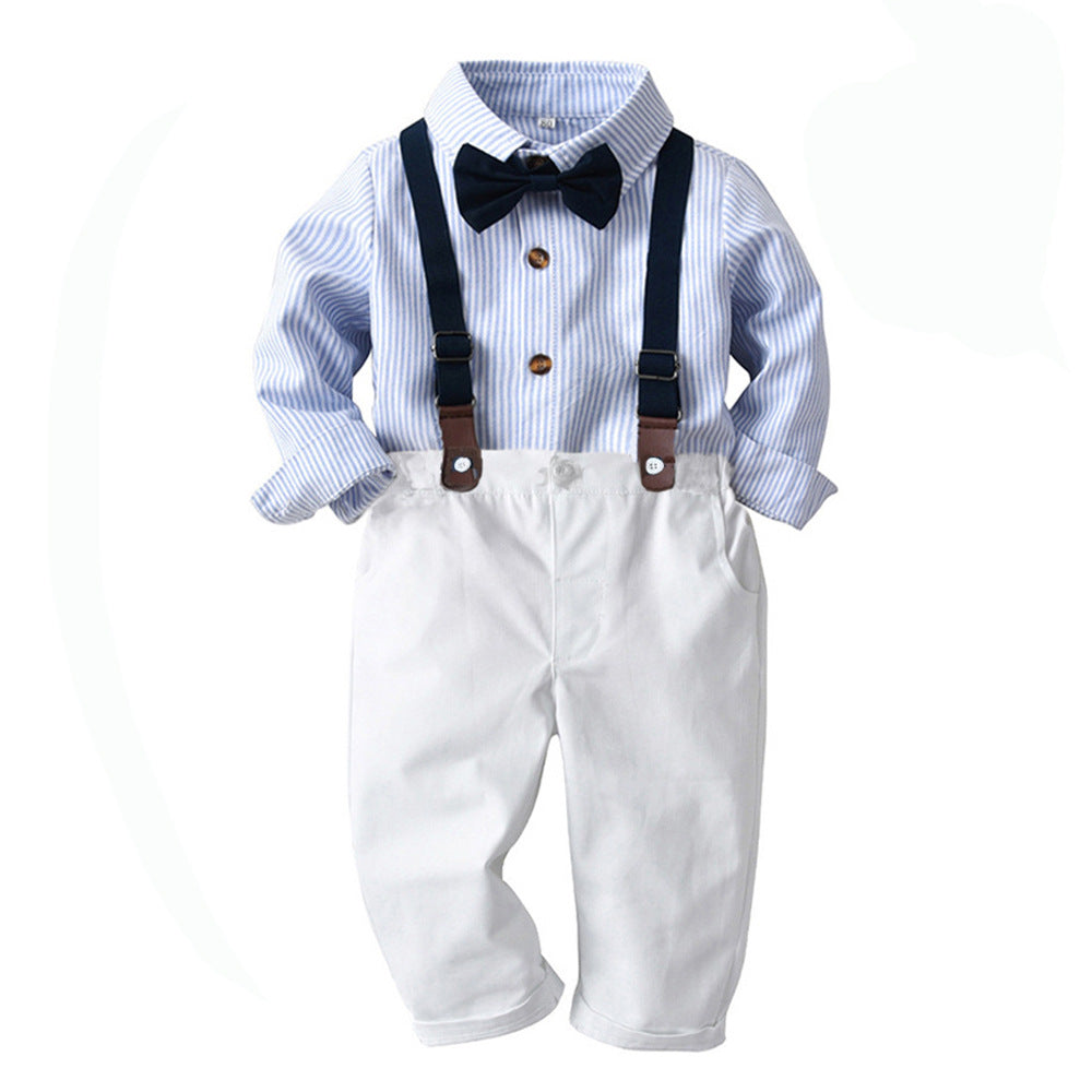 Little Boys Party Wear Blue/White Outfit