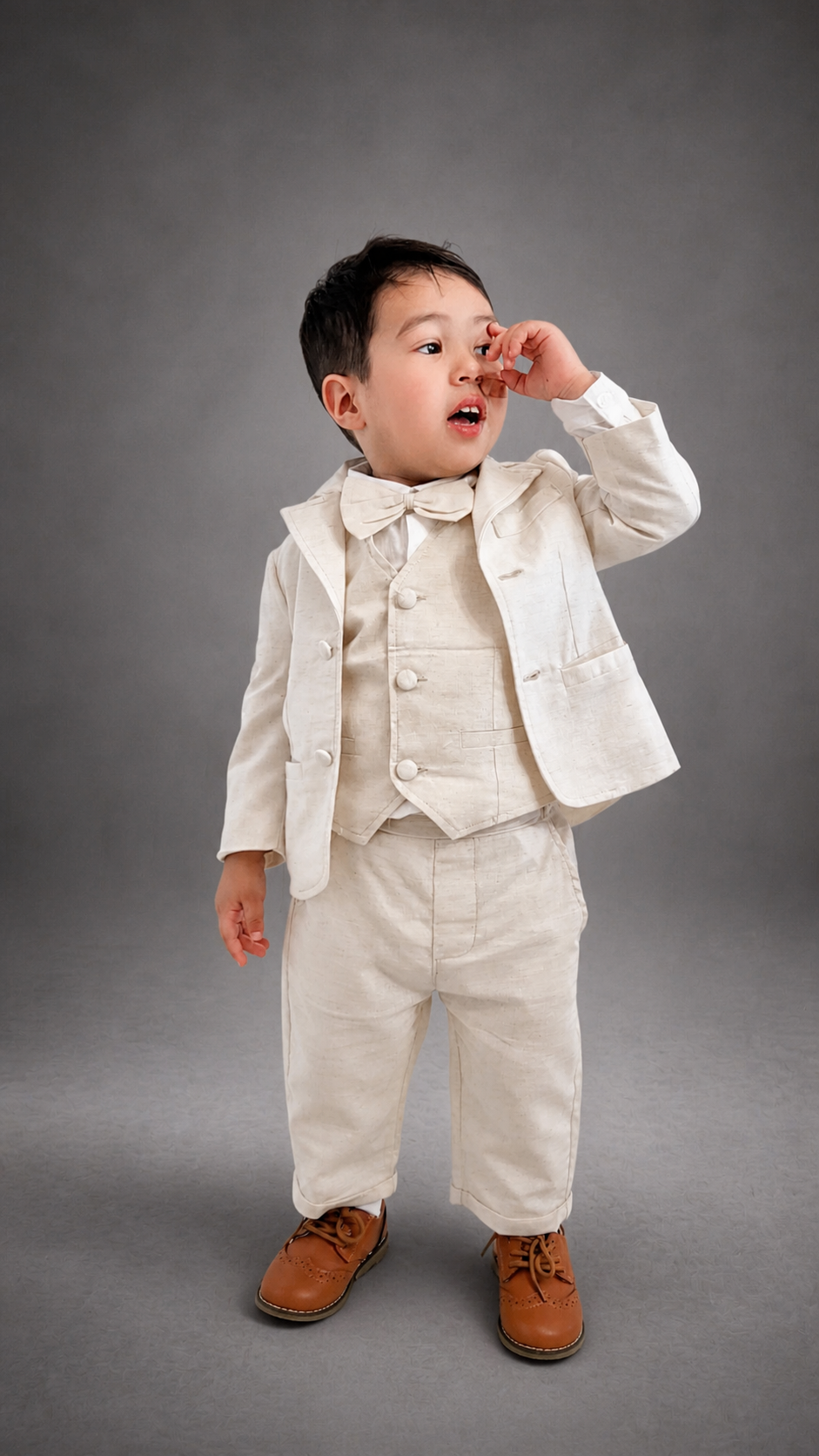 Boys Linen Suit - Beige Suit