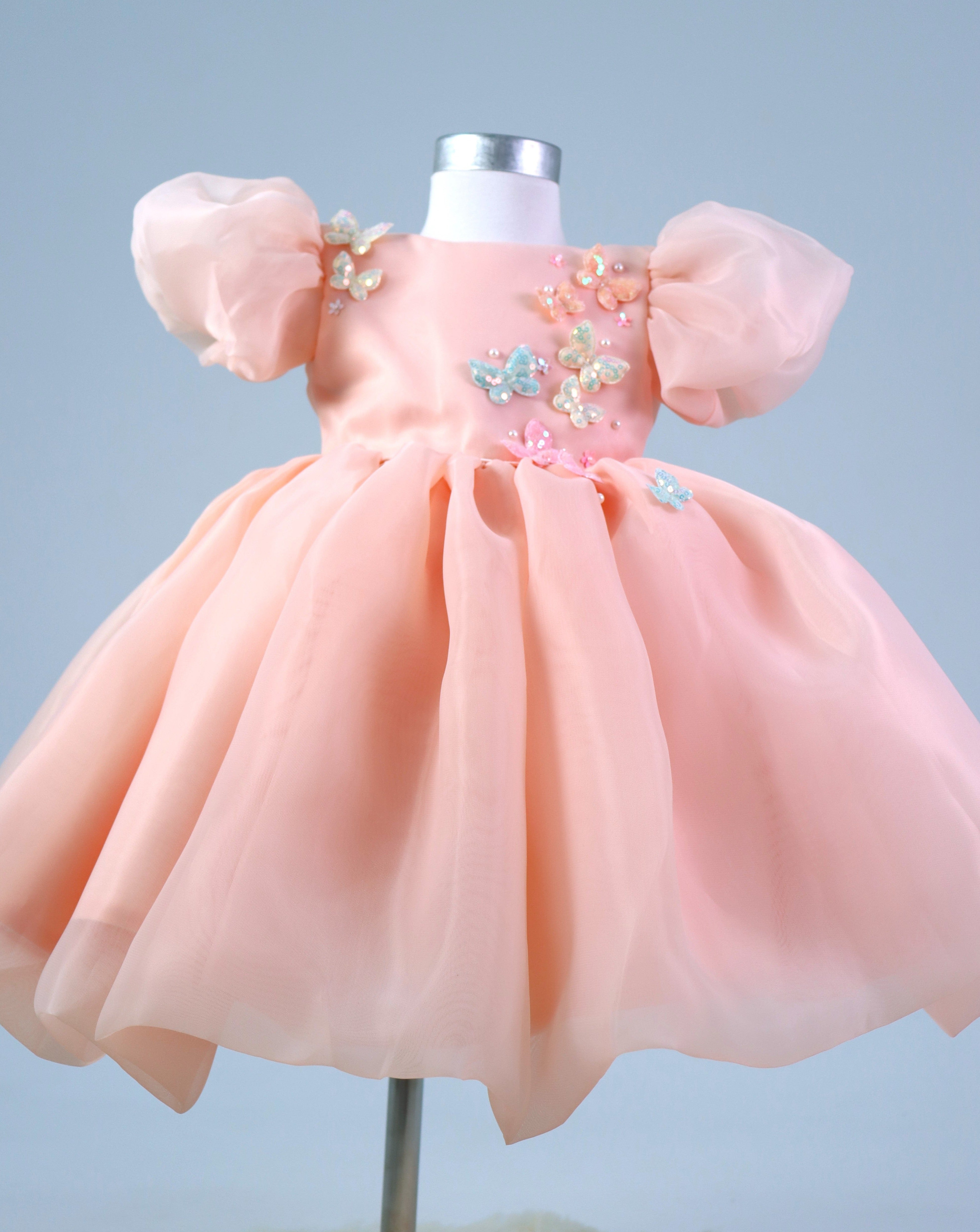 Baby Girl First Birthday Dress - Peach