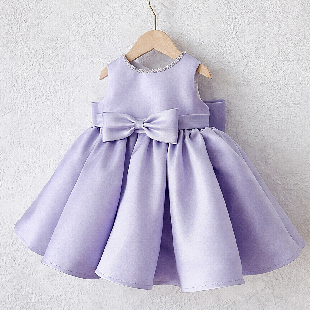 Little Girl Dress With Matching Jacket - Burgundy/Lilac