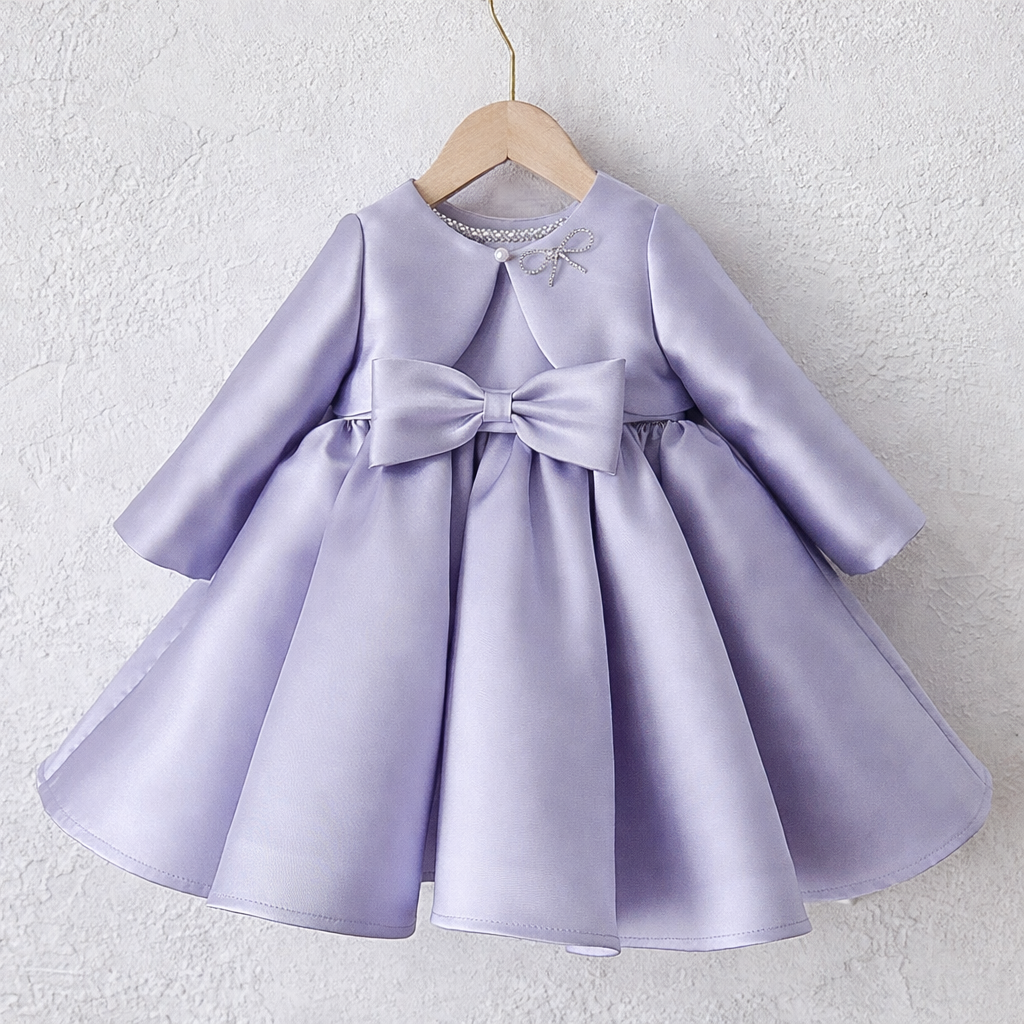 Little Girl Dress With Matching Jacket - Burgundy/Lilac