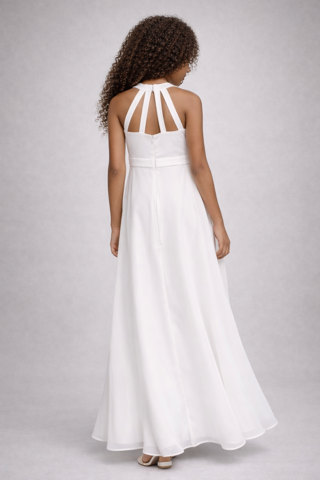 Chiffon Dress Ivory-Strap Back