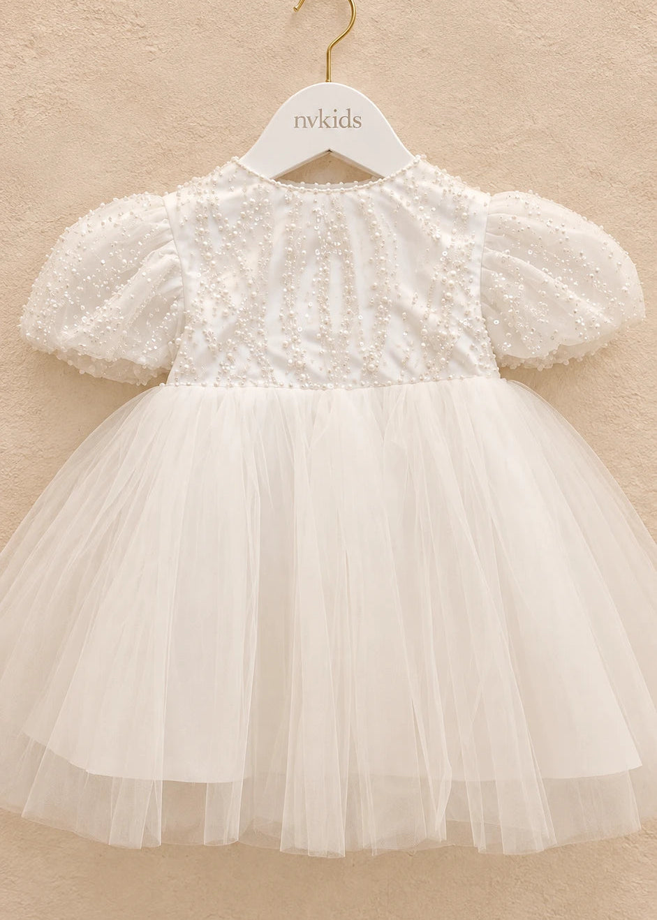 Baby Girl Christening Dress - Beaded Lace Tule Short Dress