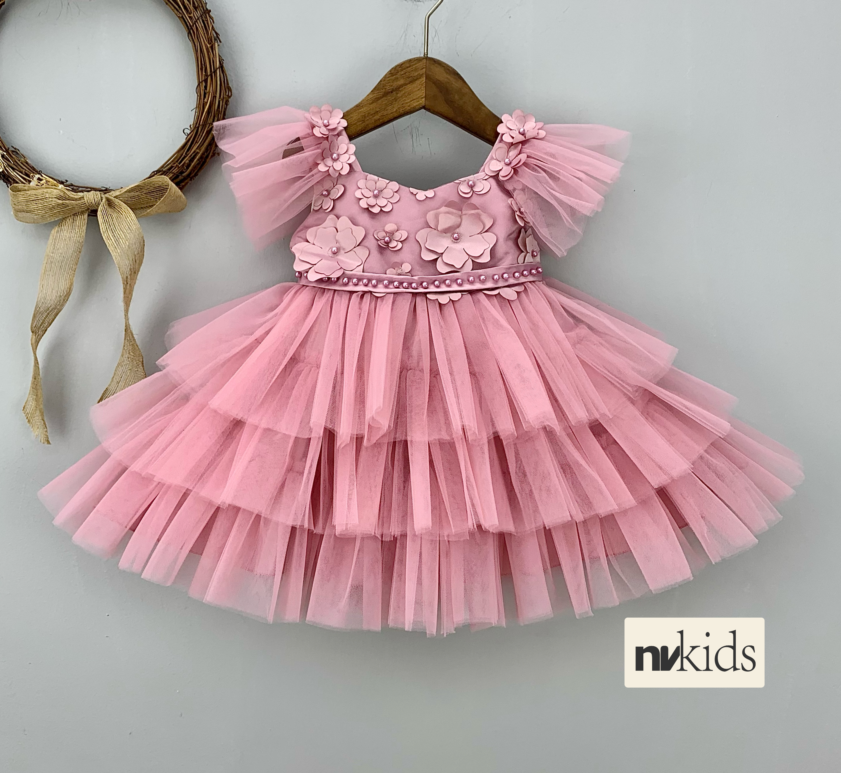 Baby Girl Christening Dress Ruffle Layers- 2 colours