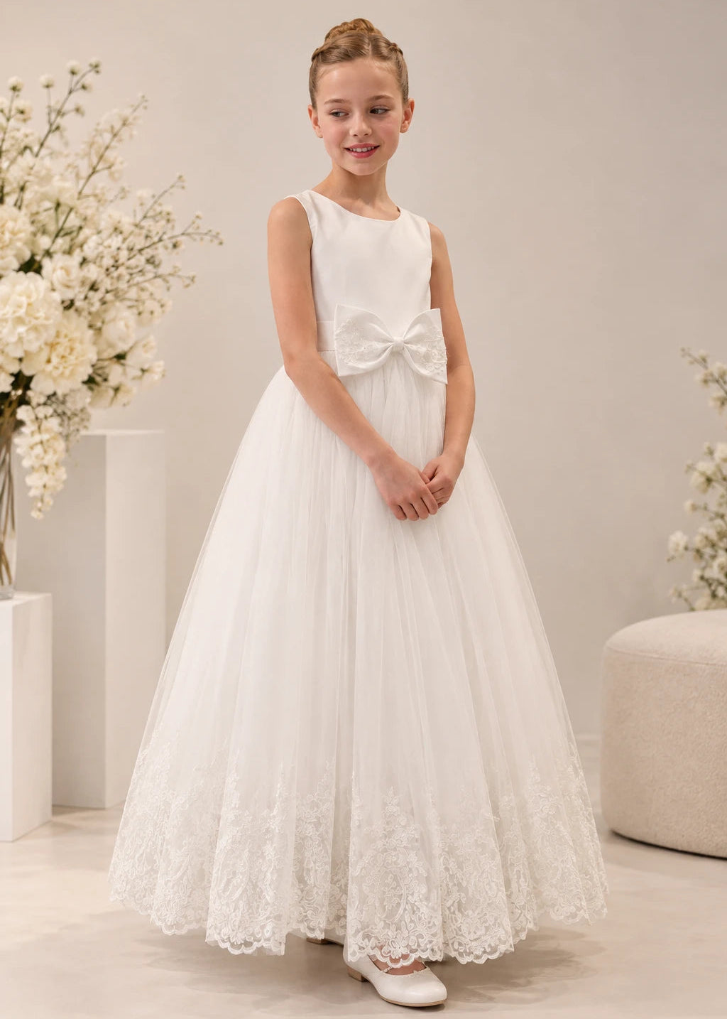 Elsie Holy Communion Dress - Lace Tulle Dress