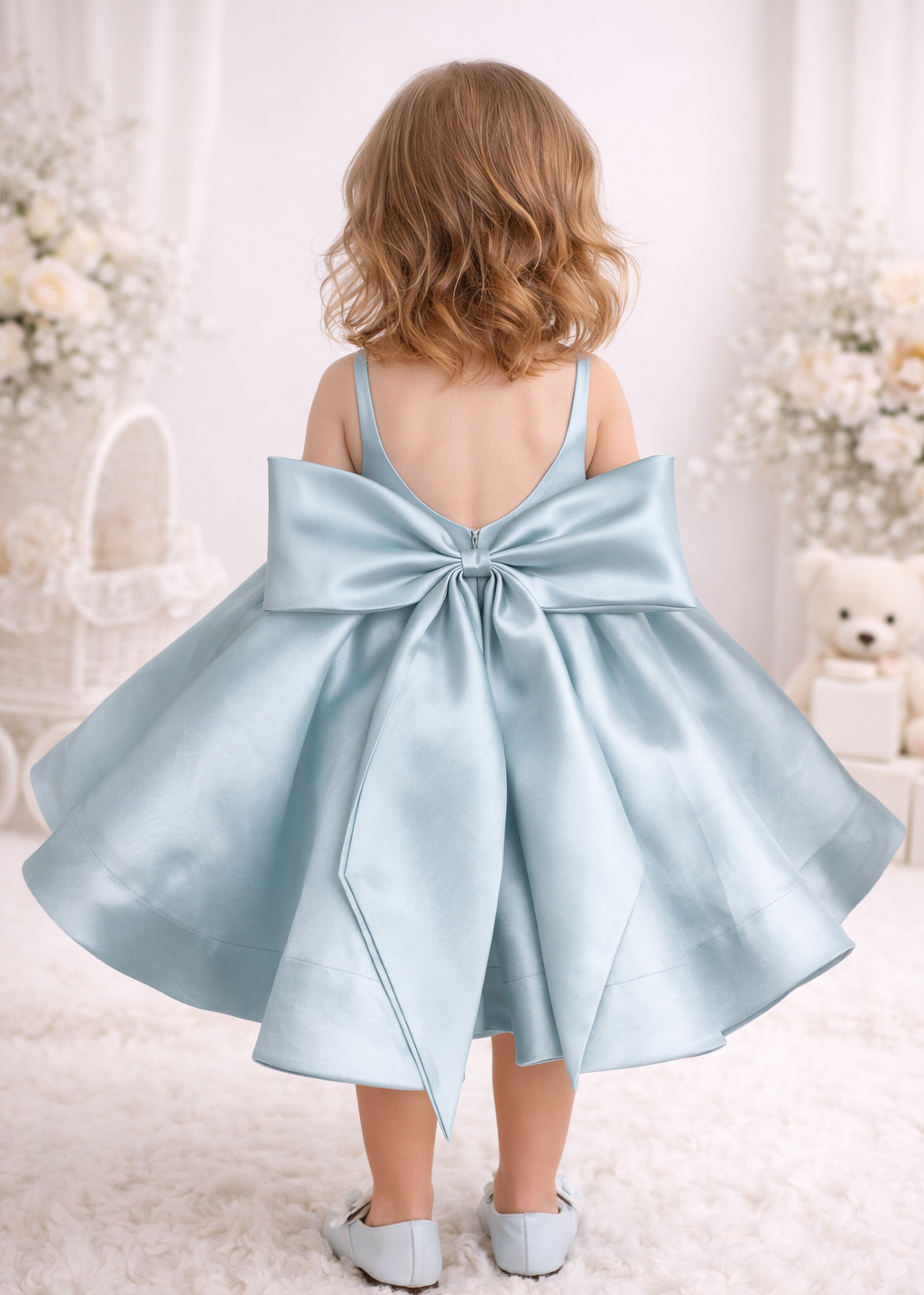 Baby Girl First Birthday Dress - Blue Dress With Jacket 