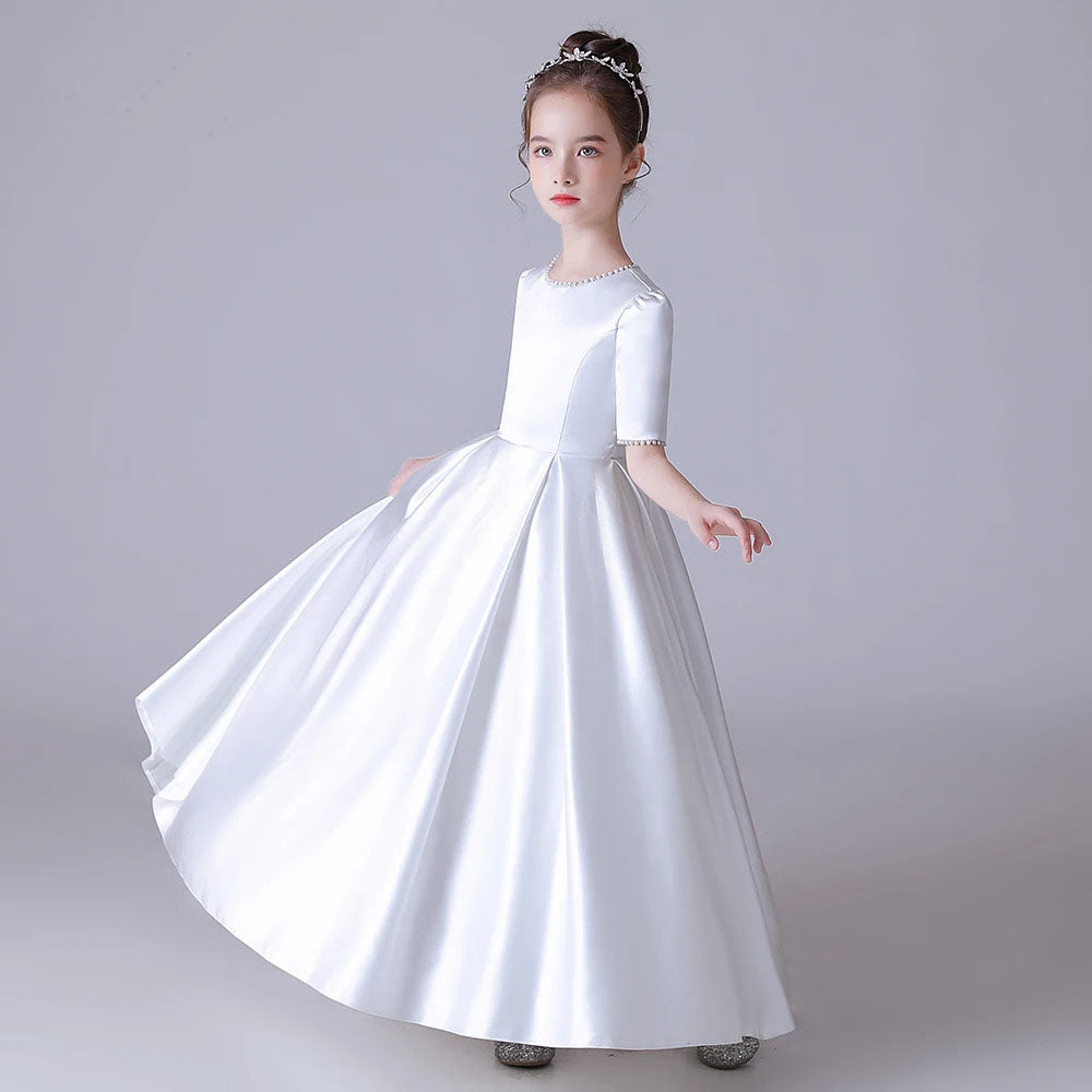 First Holy Communion Dress - Full Length Satin Dress