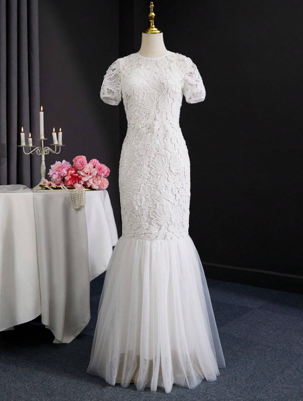 chinese dress ladies Fashion Mermaid Gloss Sparkling Silk Tulle Sweatheart Flower Girl Dress Sleeveless Jr Bridesmaid Dress, White / 4 main image 1