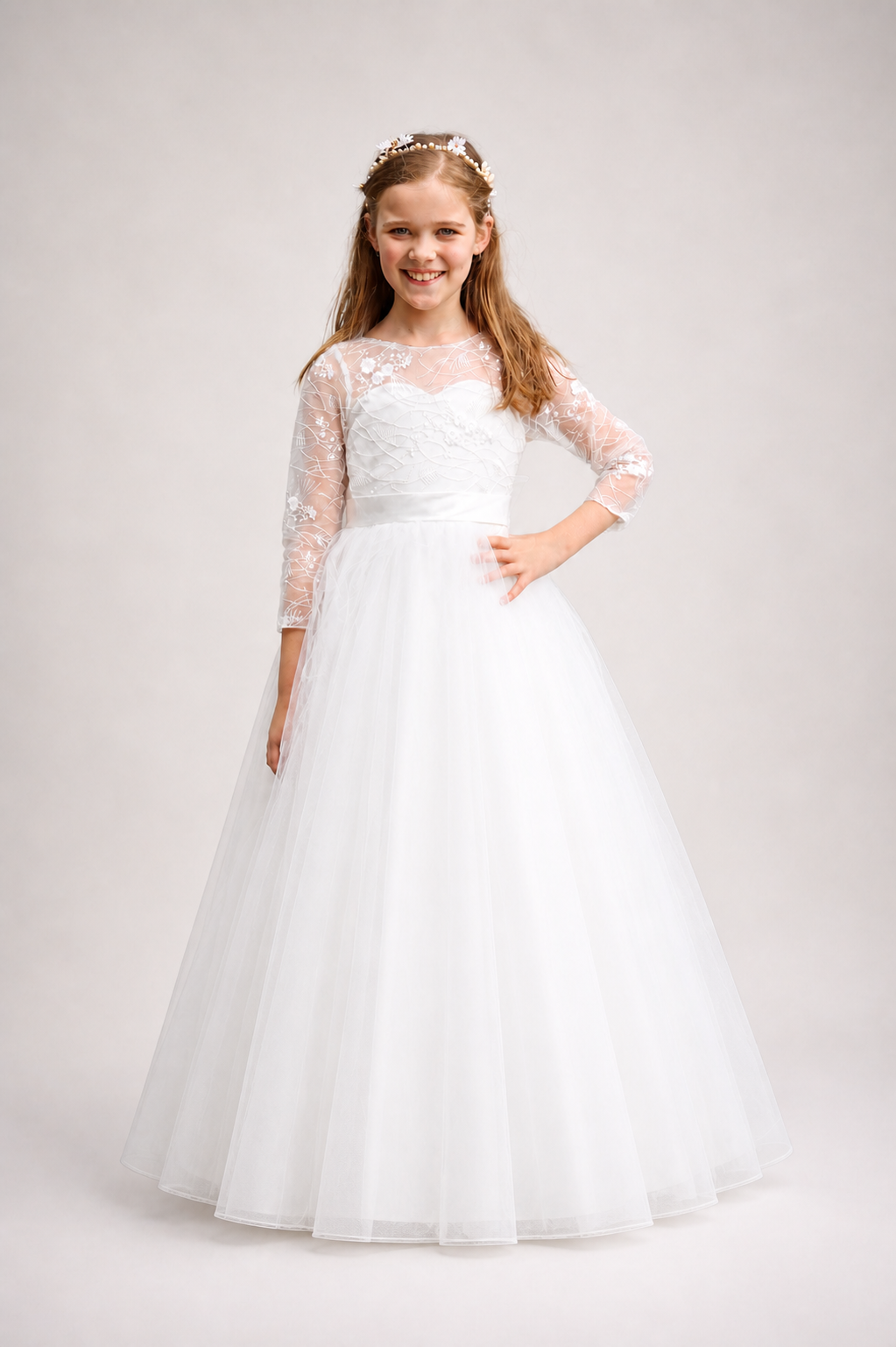 Skye Luxury Holy Communion Dress - Full Sleeve Dress