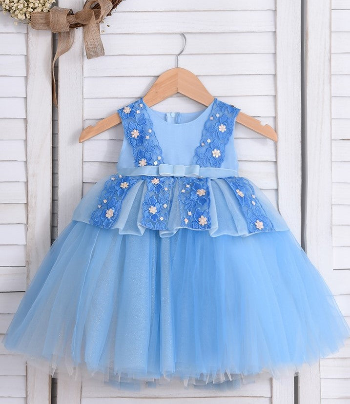 Little Girl Blue Dress With Headand
