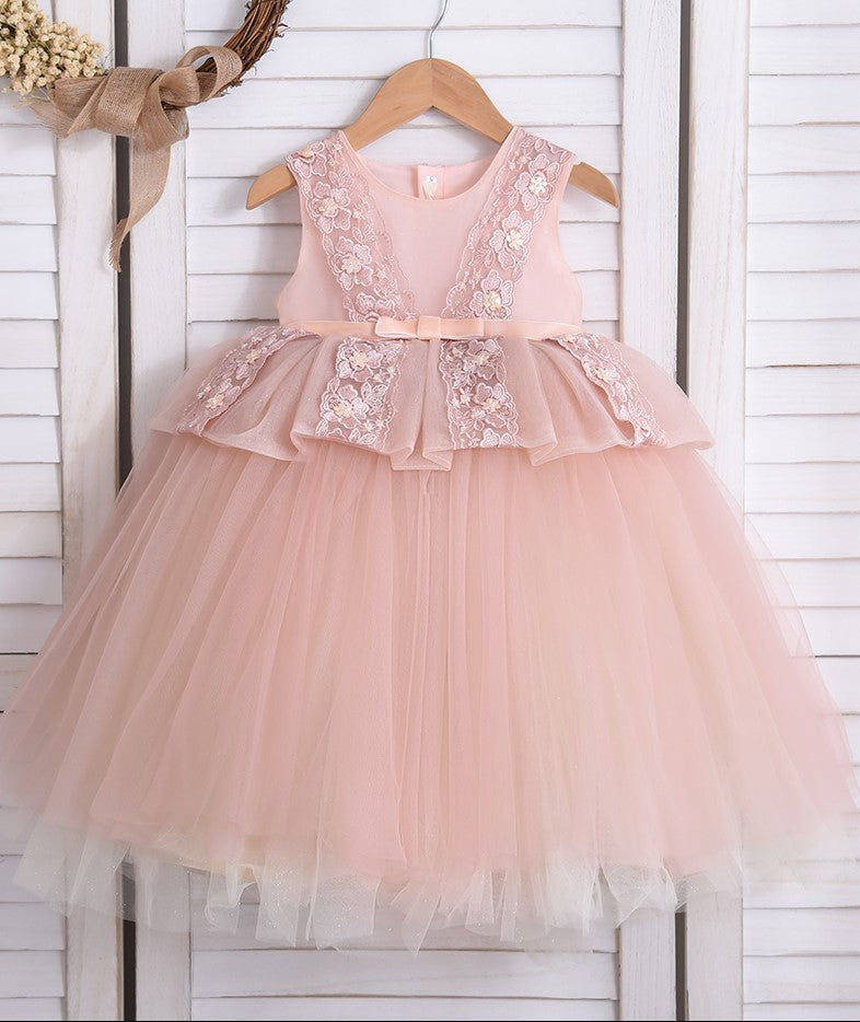 Little Girls Nude Colour Dress With Head Band