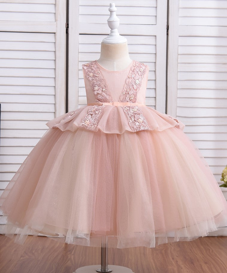 Little Girls Nude Colour Dress With Head Band