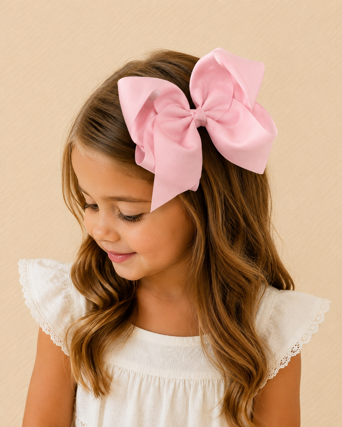 Girls Extra Large Pink Bow Head Clip