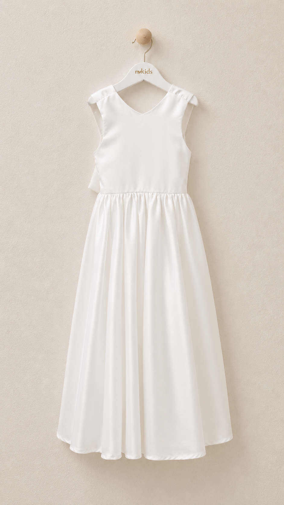 Girls Full Length Satin Dress - Sleeveless