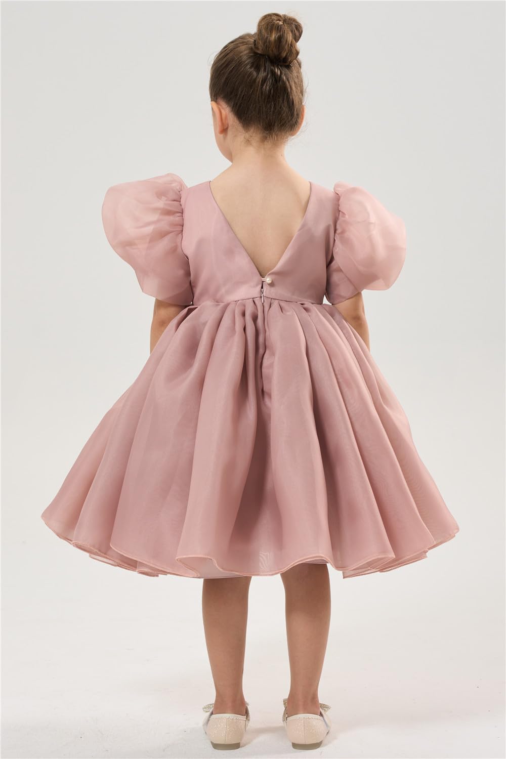 Girls Dusty Dress - Puffy Sleeve Premium Organza Dress