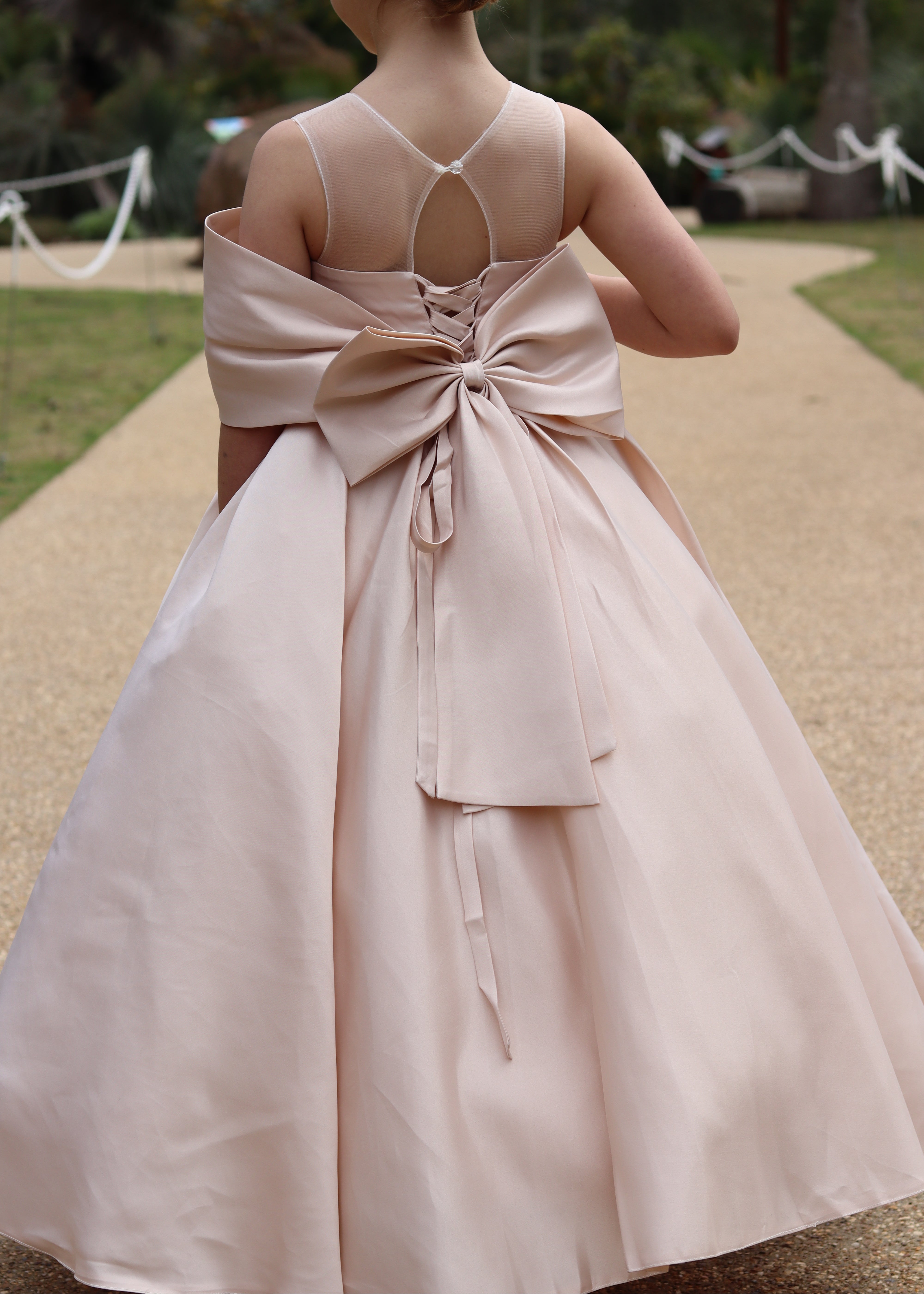 Girls Flower Girl Dress - Beige Gown