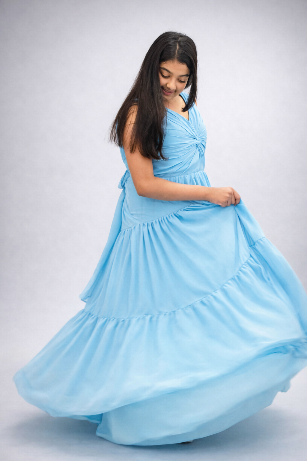 Girls Full Length Blue Dress