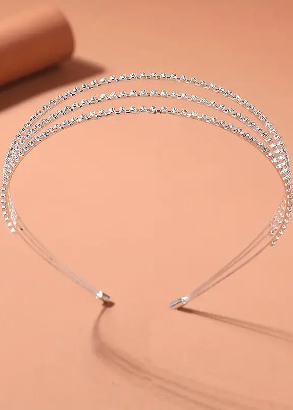 Girls Silver 3 Layers Rhinestones Headband