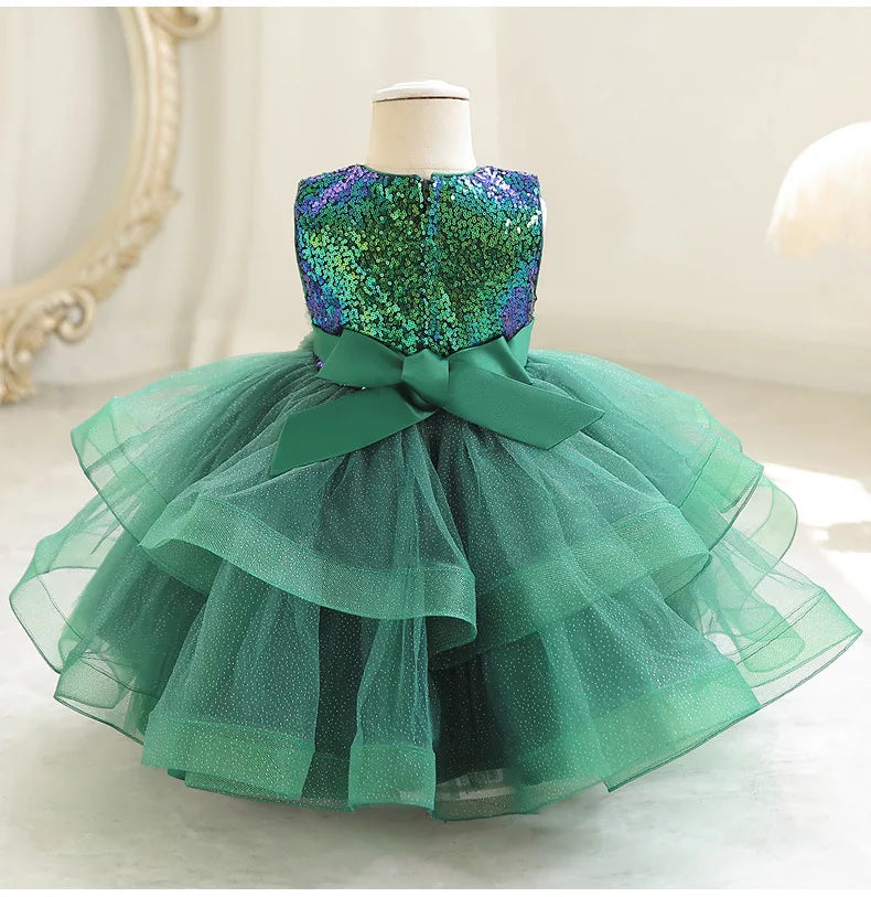 Little Girls Green Dress - Christmas Dress