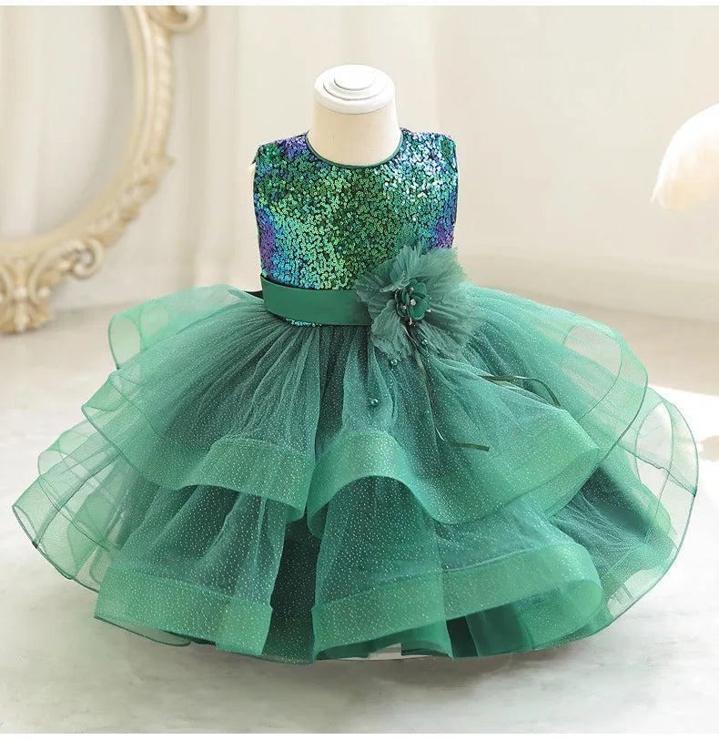 Little Girls Green Dress - Christmas Dress