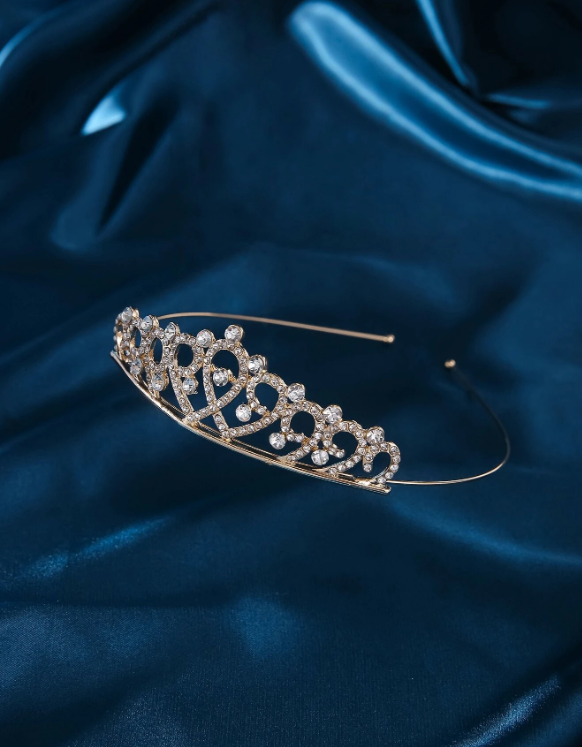 Gold Rhinestones Crown Headband