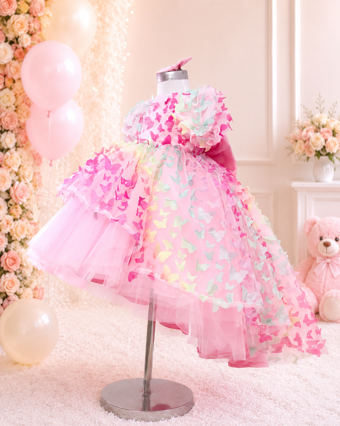 Girls Butterfly Dress - High Low First Birthday