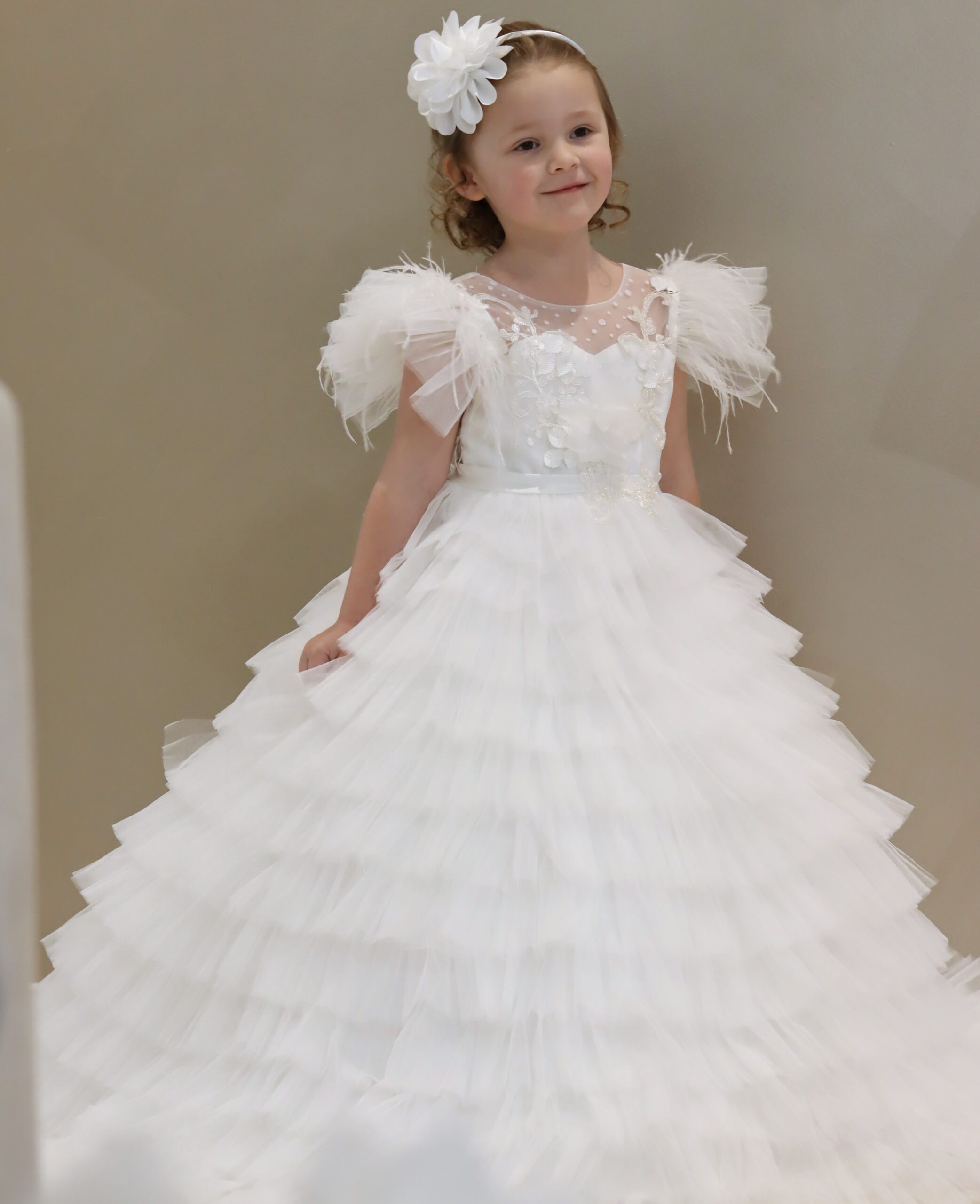 Flower Girl Dress Luxury Handmade Ruffle Layers