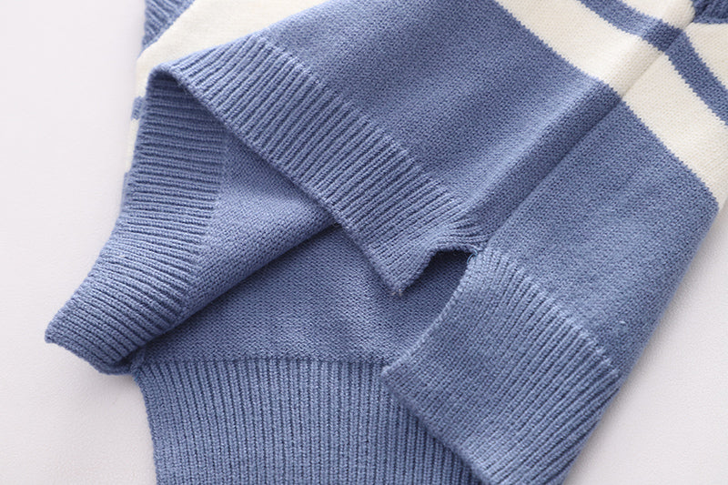 Little Boy Stylish Winter 3pc Blue Shirt Denim Sweater Set