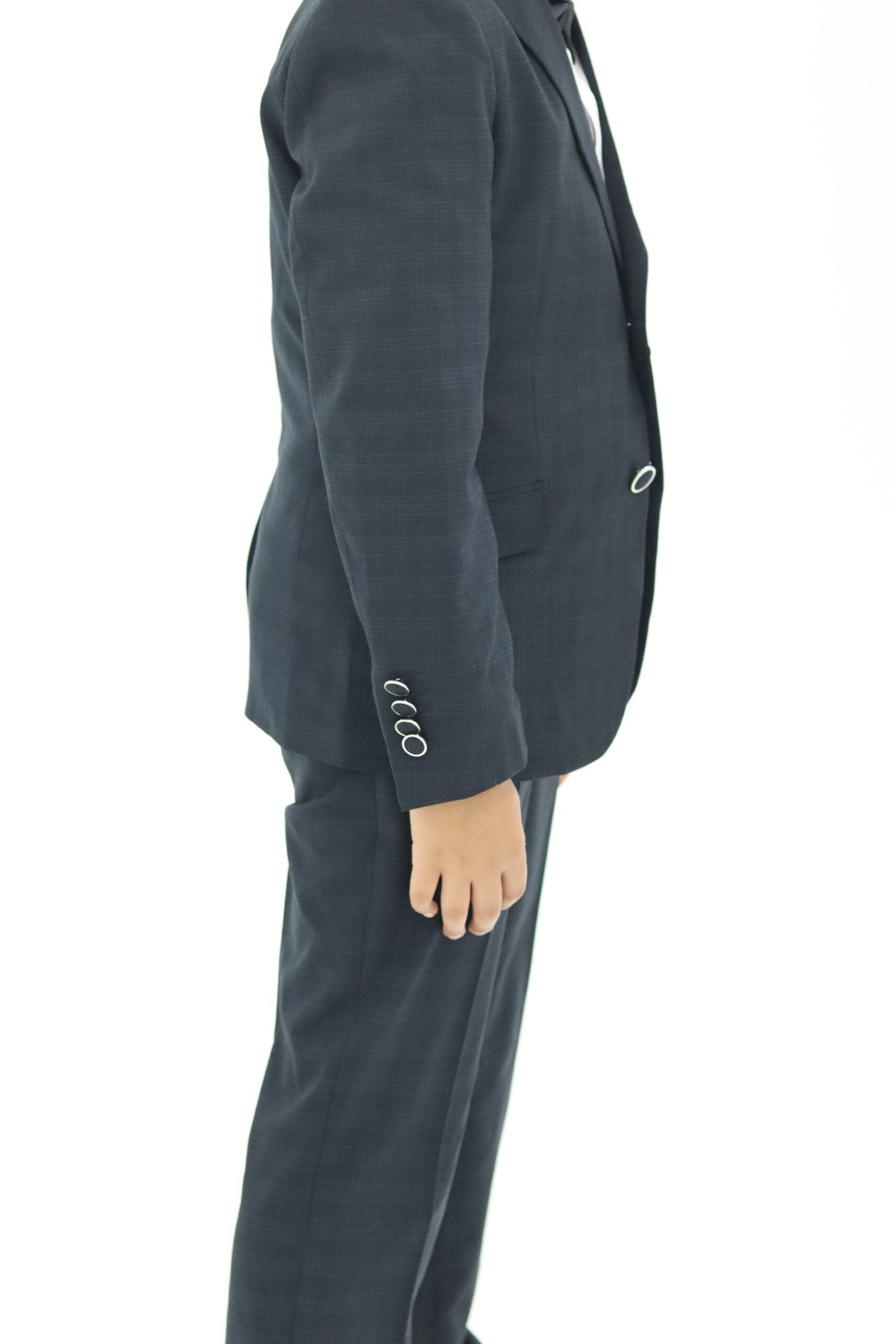 Boy Slim Fit Black Textured Suit 2Pc Set