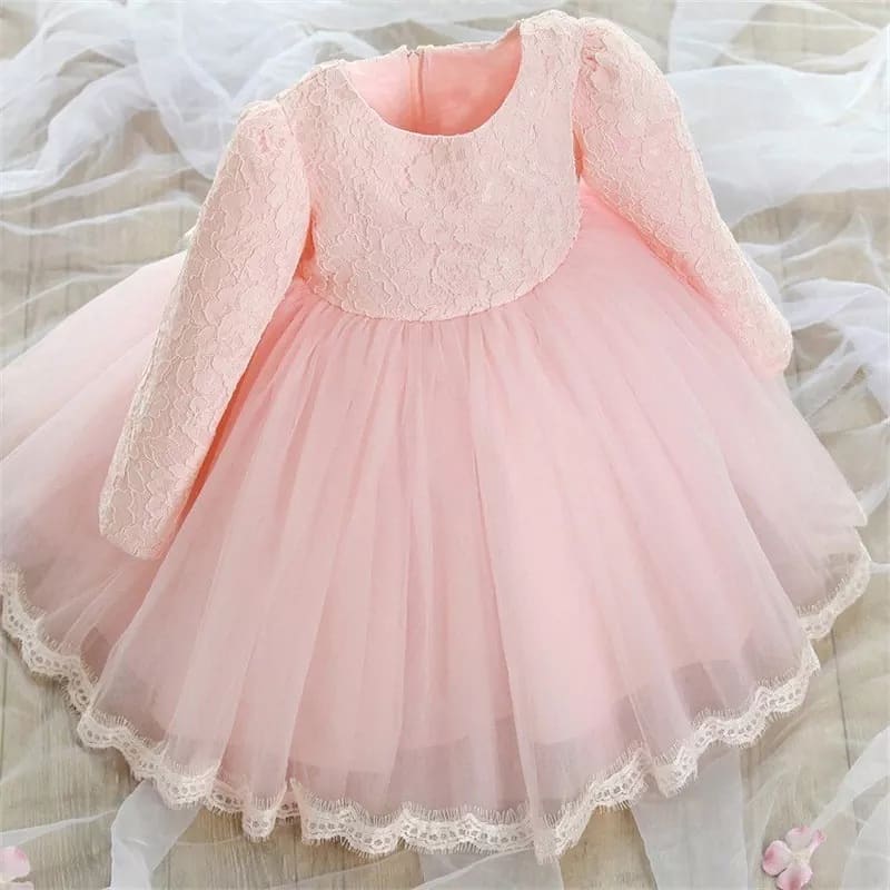 Formal Fashionable Party Little Girl Lace Dress with Bow