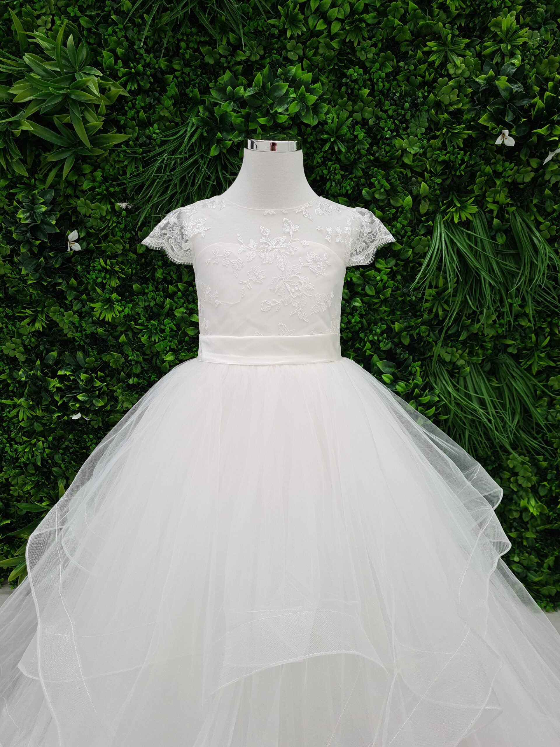 Made To Order - Luxury Handmade Flower Girl Dress with Horsehair Trim