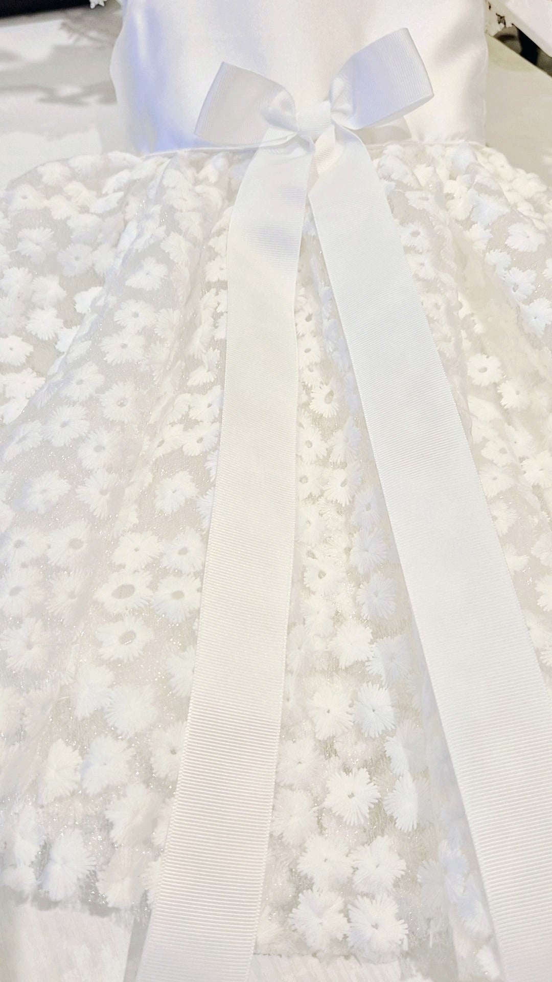 Baby Girl Mikado Flower Lace Christening Dress Set