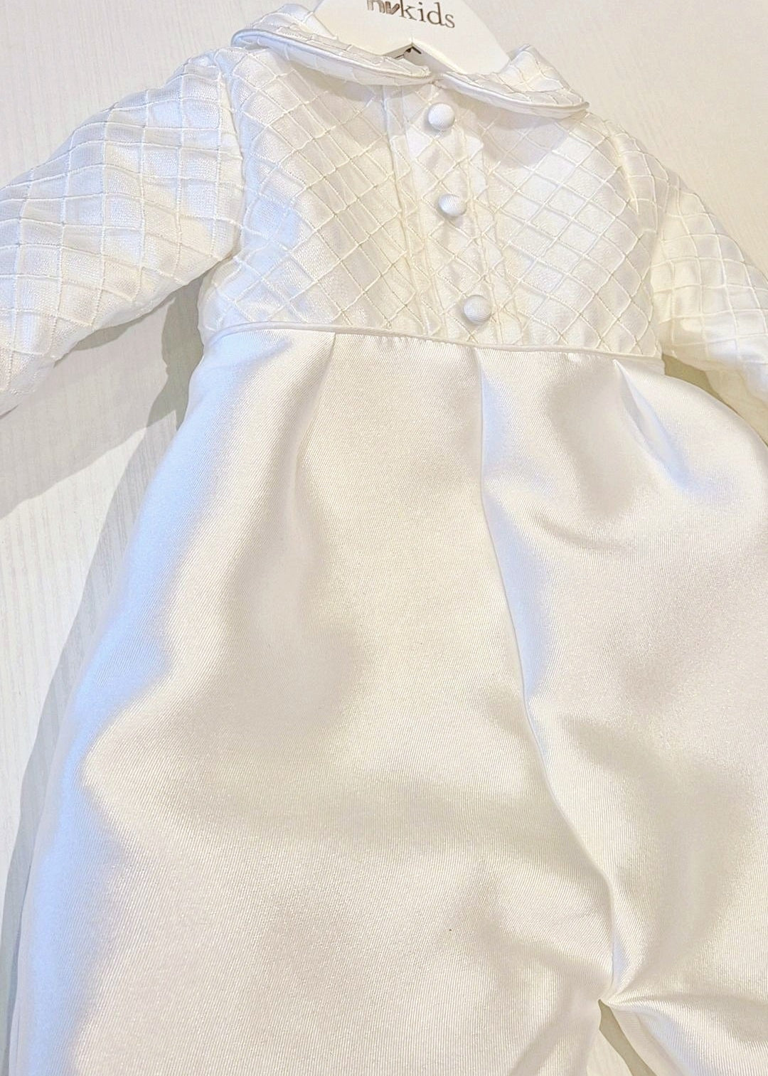 Baby Boy Christening Outfit  -  Long Sleeve Mikado Romper Set