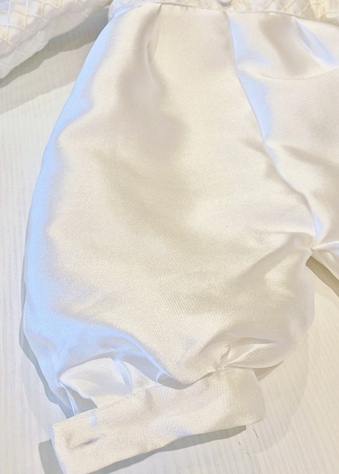 Baby Boy Christening Outfit  -  Long Sleeve Mikado Romper Set