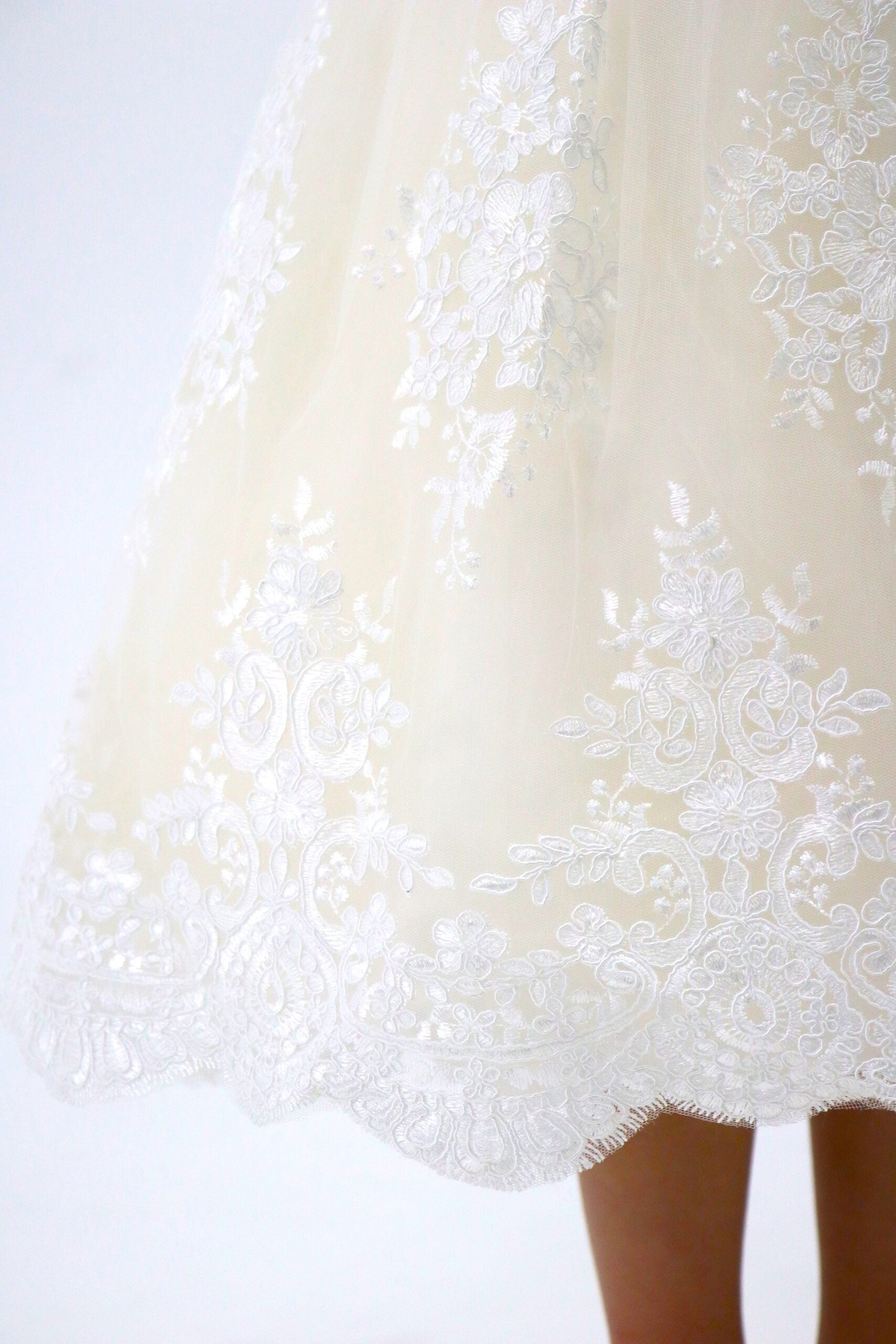 Girls Formal Embroidered Lace Satin Ivory Dress