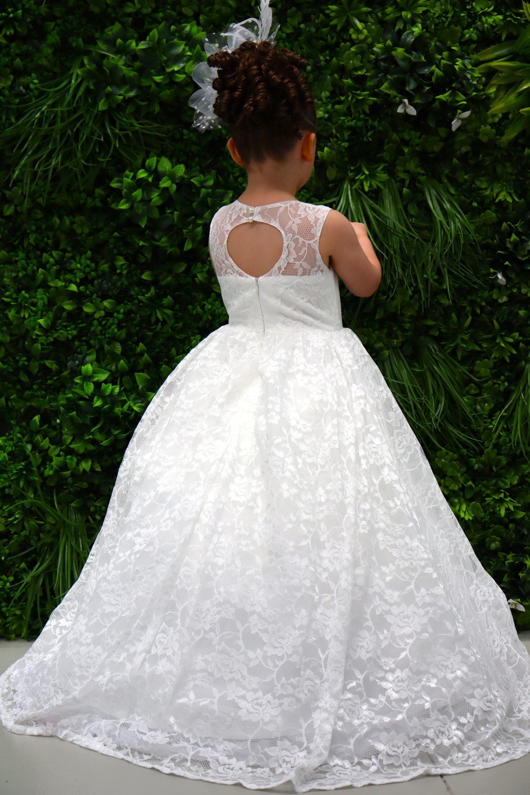 Heavy Full Flair White Baptism/ Flower Girl Dress