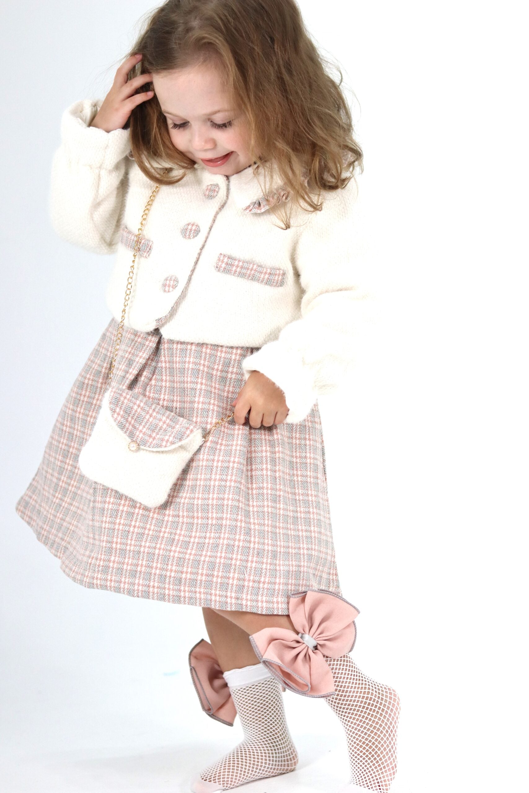 Little Girl Winter Dress With Warm Coat And Bag