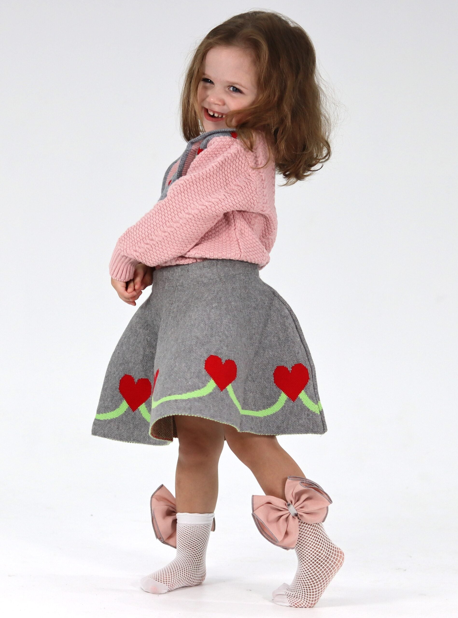 Little Girl Pink Knitted Skirt Set