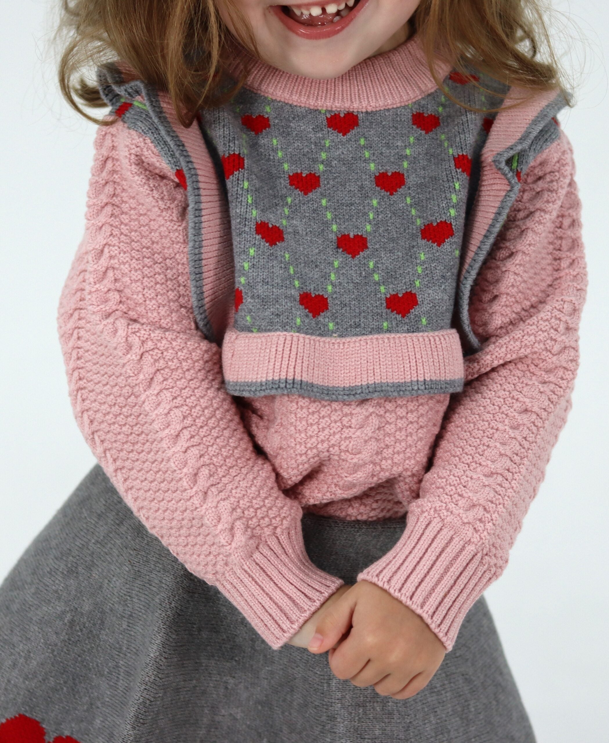 Little Girl Pink Knitted Skirt Set