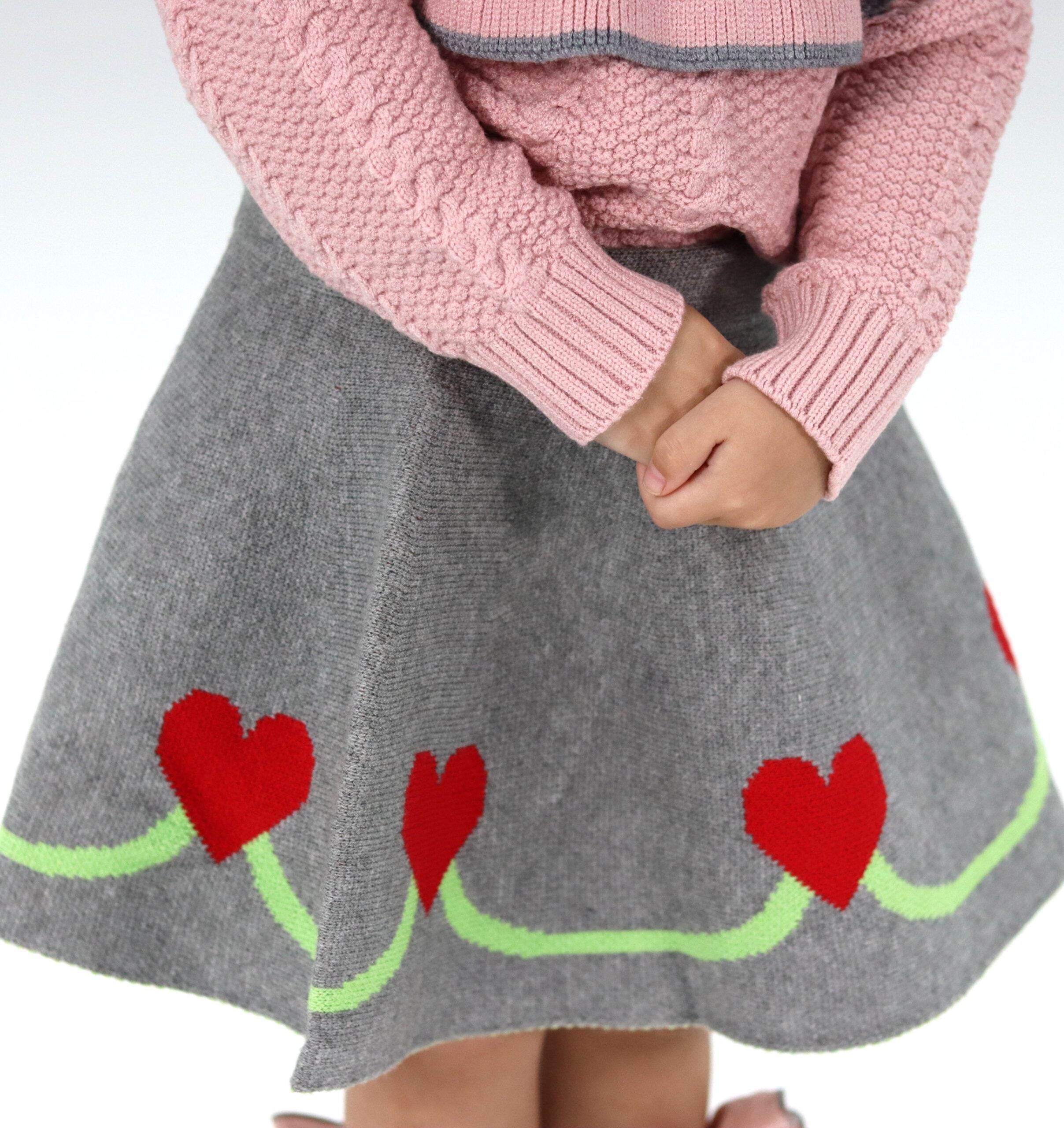 Little Girl Pink Knitted Skirt Set