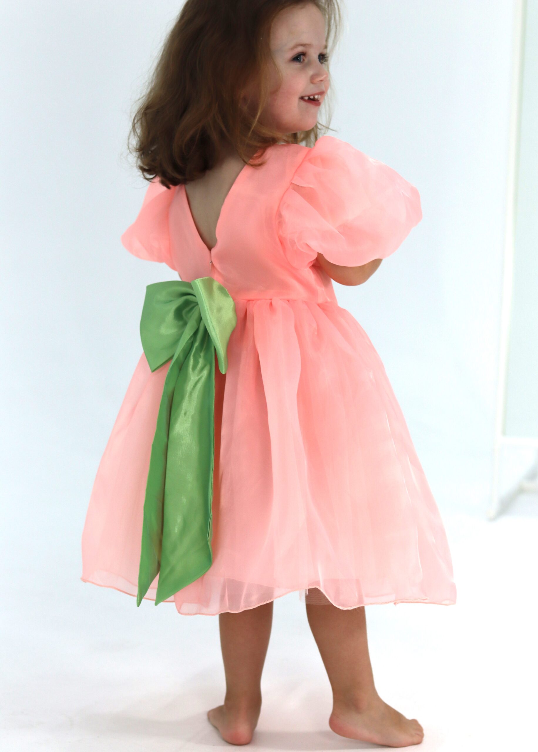 Organza Pink Dress With Detachable Bow