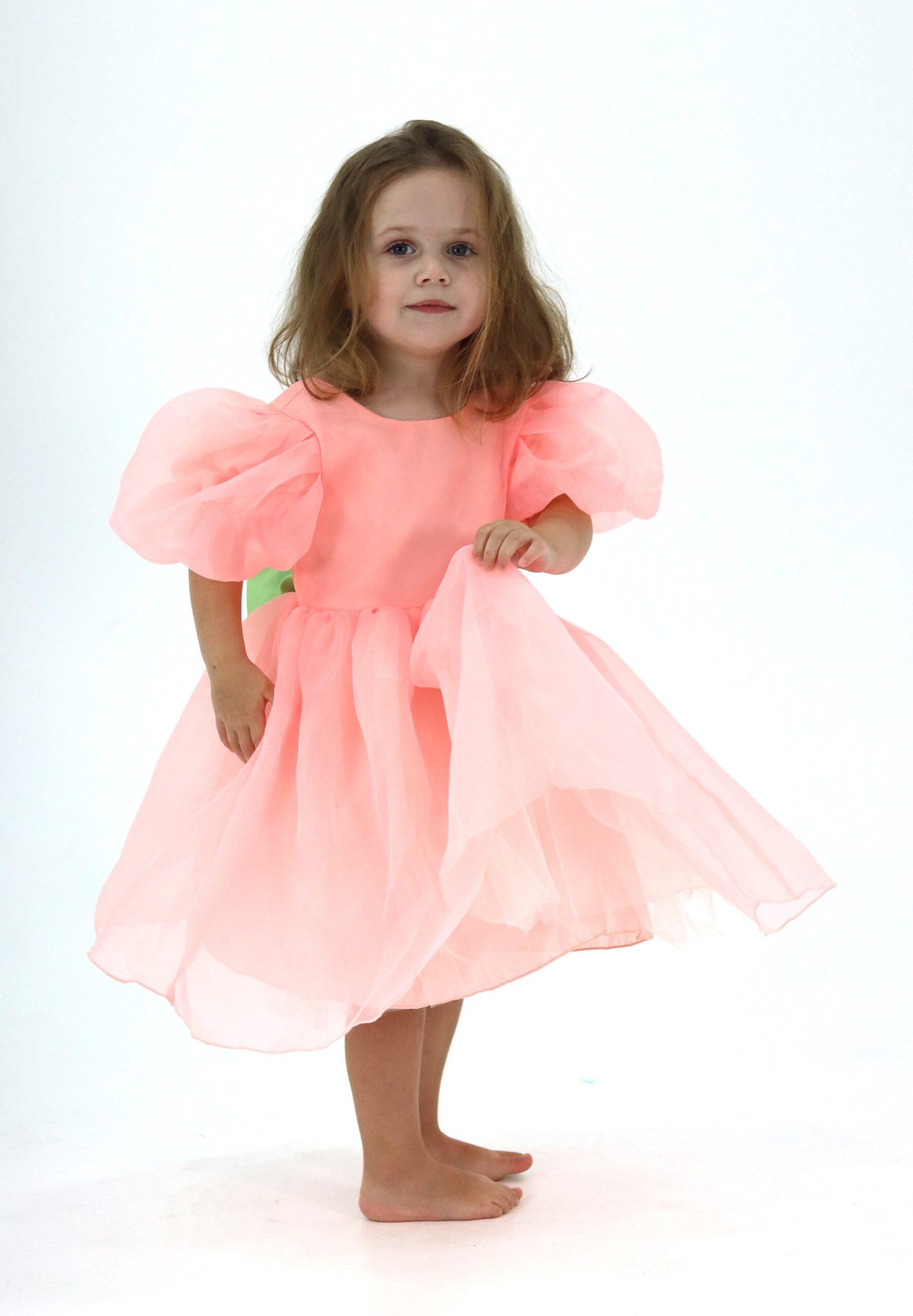 Organza Pink Dress With Detachable Bow