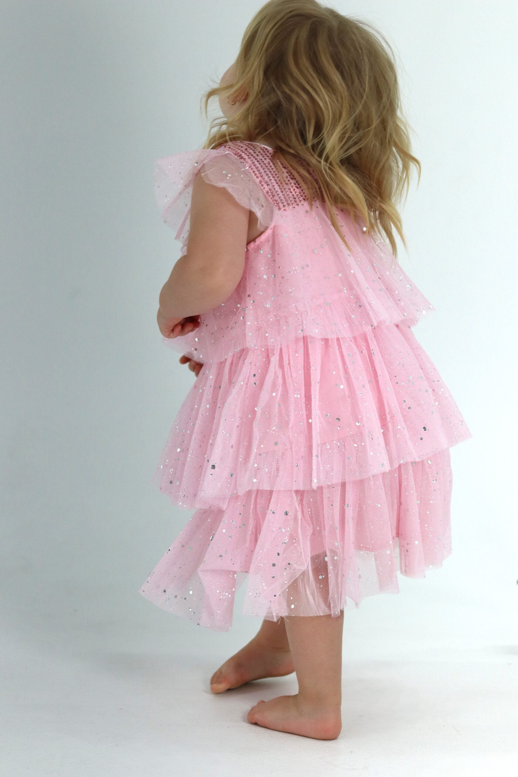 Girls Pink Tutu Dress With Ruffle Layers