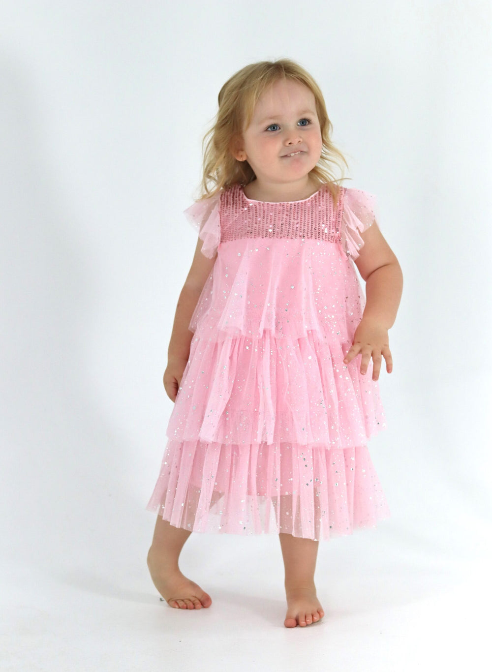 Girls Pink Tutu Dress With Ruffle Layers