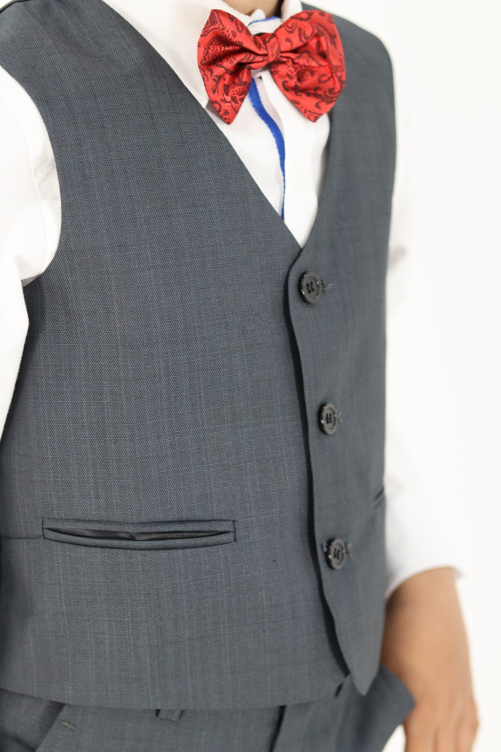 Boy Slim Fit Grey Suit 3Pc Set