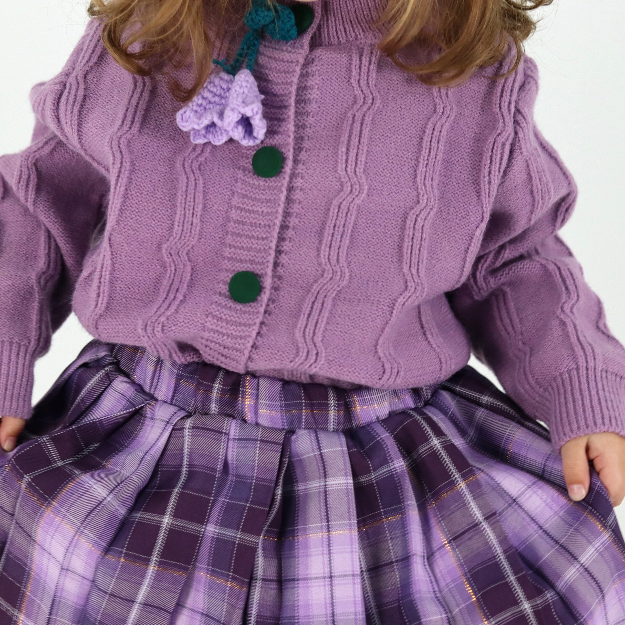 Girl Purple Knitted Top Skirt Set