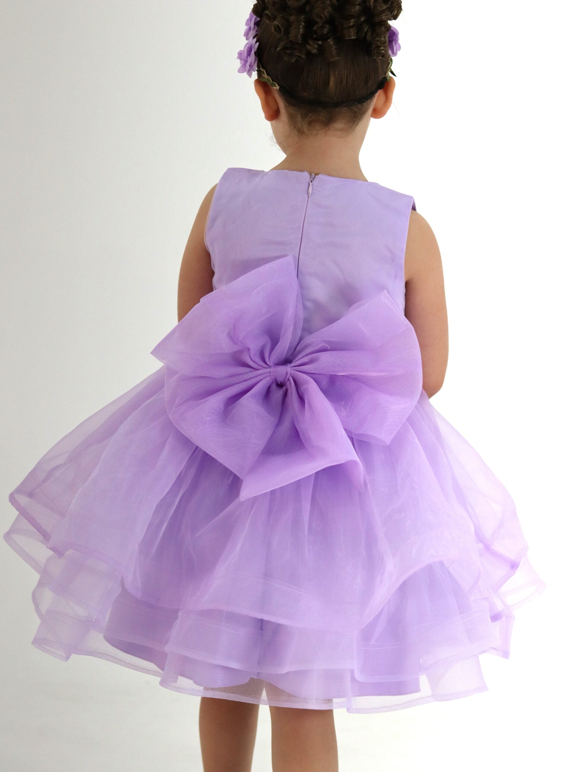 Organza Purple Tutu Dress With Beaded Lace Appliques