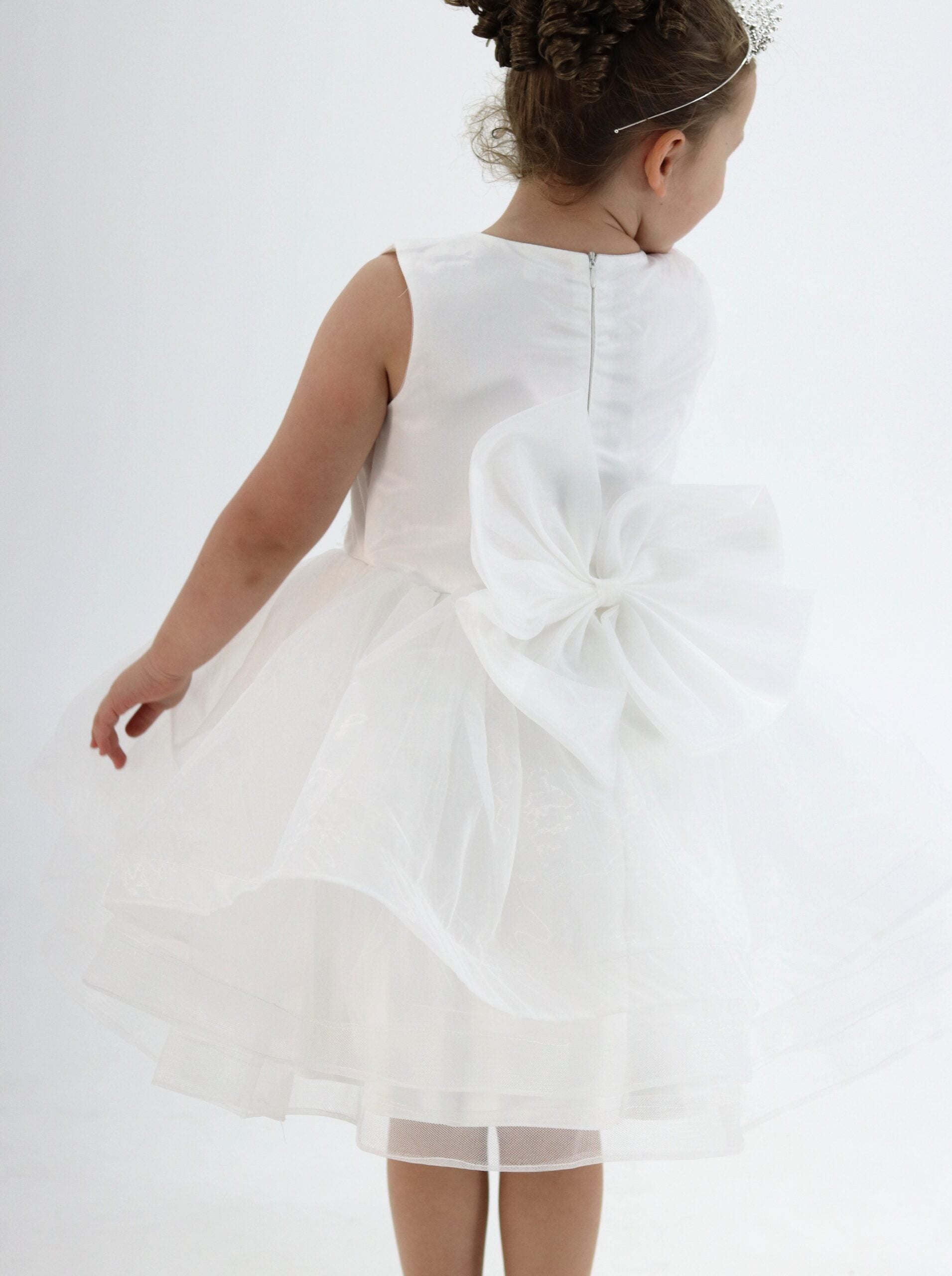 Organza White Tutu Dress With Beaded Lace Appliques