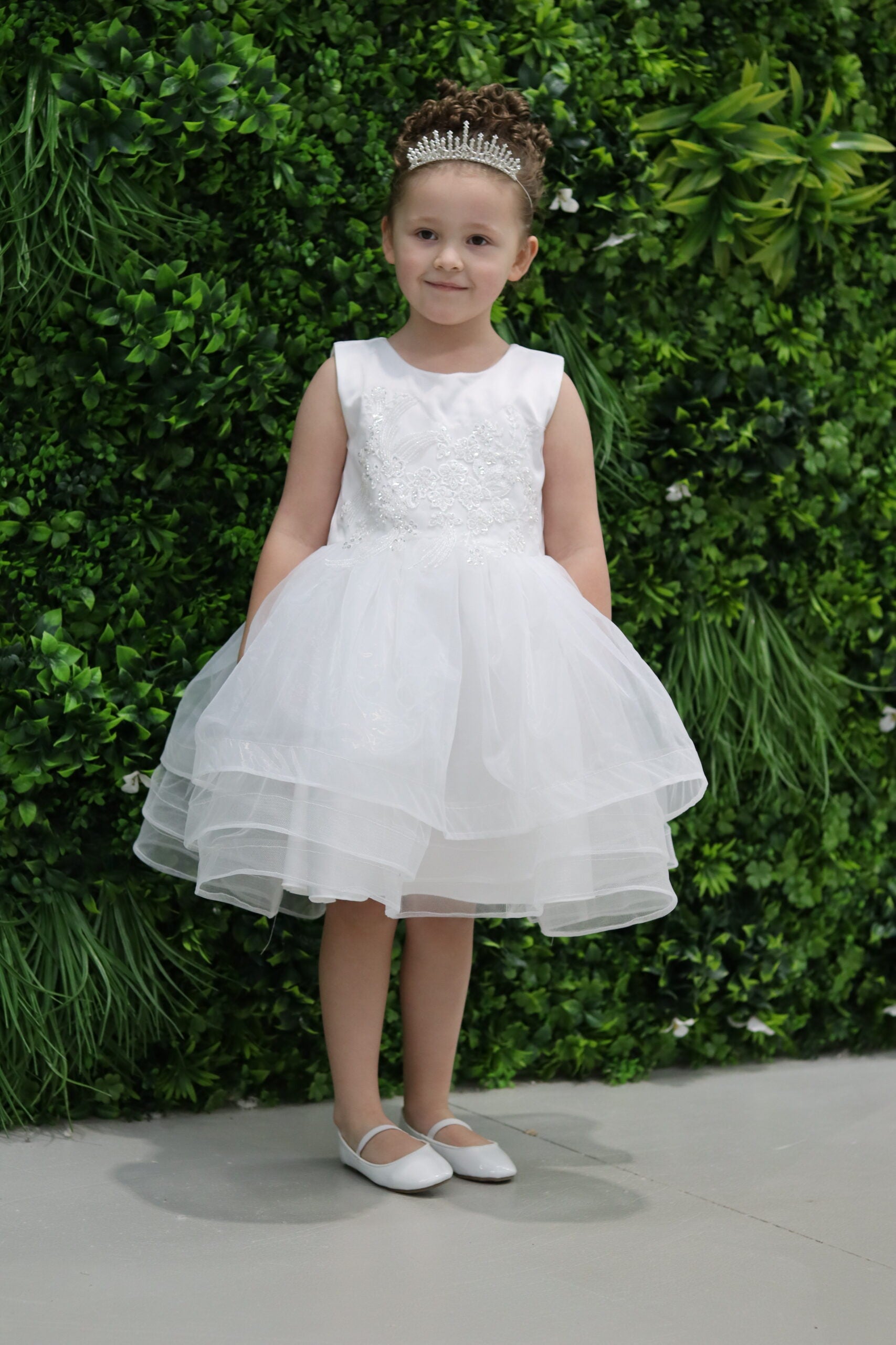 Organza White Tutu Dress With Beaded Lace Appliques